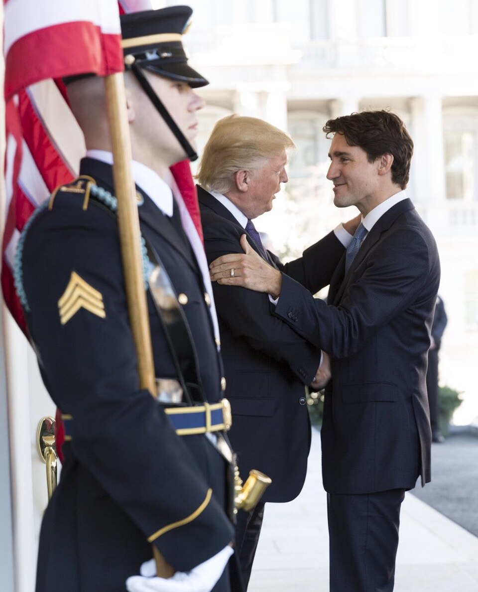 President Donald Trump welcoming Canadian Prime Minister Justin Trudeau to the White House in 2017